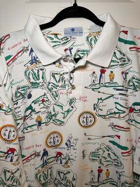 English Sports Shop Bermuda Golf Polo Shirt Size XL White All Over